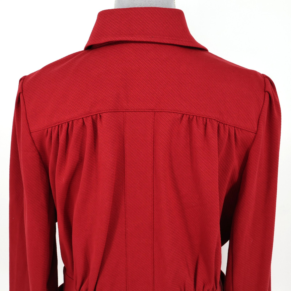 Cabi Jacket Womens Large Dark Red Twill Pockets Fitted Waist Snaps Preppy - Picture 9 of 16